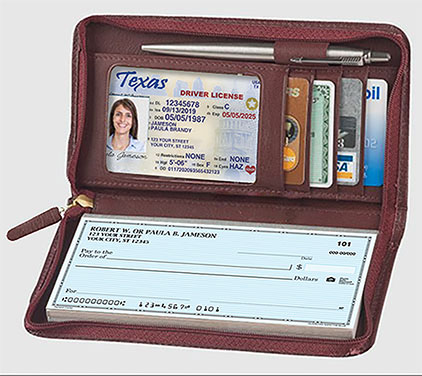 Wine Zippered Leather Wallet 1