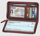 Wine Zippered Leather Wallet